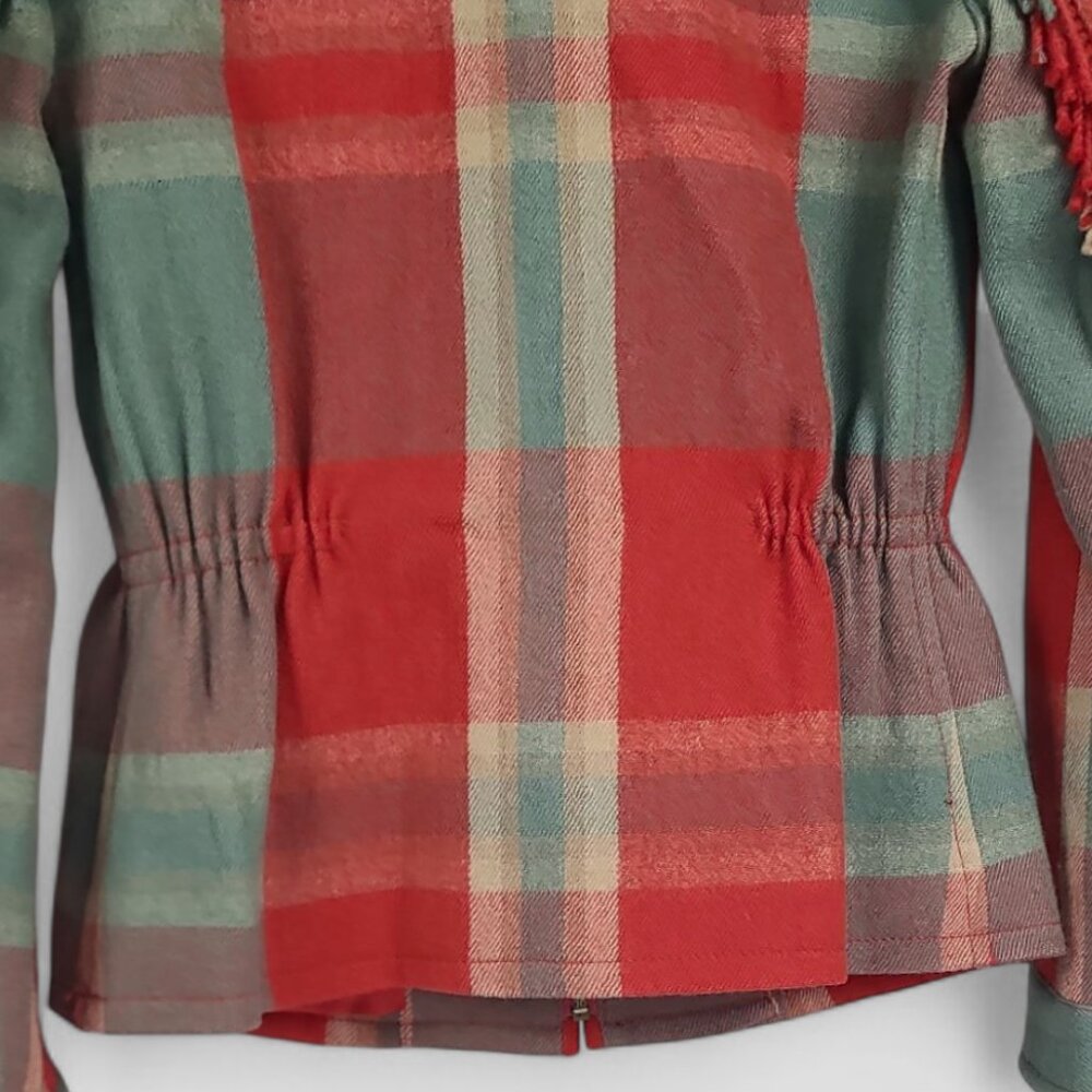 Ralph Lauren Wool Western Plaid Fringe Jacket 2 - Picture 8 of 10